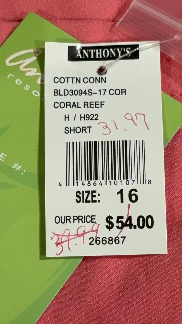 Anthony's Shorts Womens 16 Pink Coral Reef Bermuda Stretch Resort Wear Casual